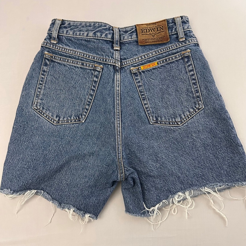 Edwin Shorts W30 Blue Denim LA Slim High Rise Cut Off Japan Vintage Y2K‎ Classic